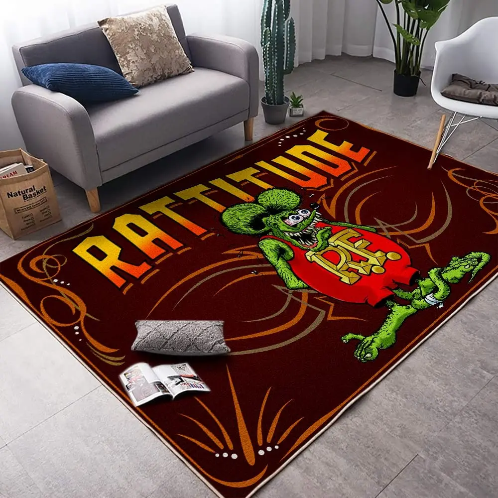 Funny Rat Fink Pattern Carpet for Living Room Home Decor Sofa Table Large Area Rugs Non Slip Kitchen Floor Mat Bed Room Carpet