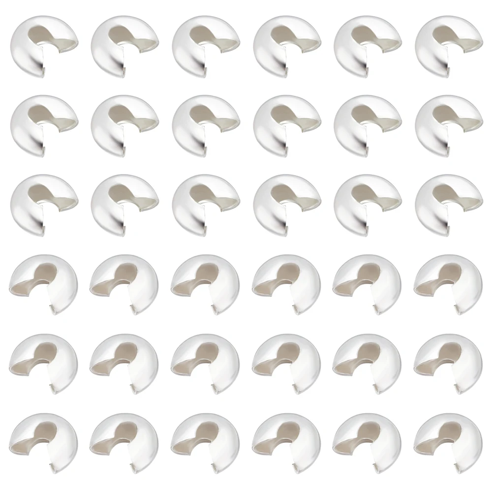 Латунные обжимные бусины 100 шт. покрытие без никеля серебро 4 мм отверстие: 1 5 ~ 8