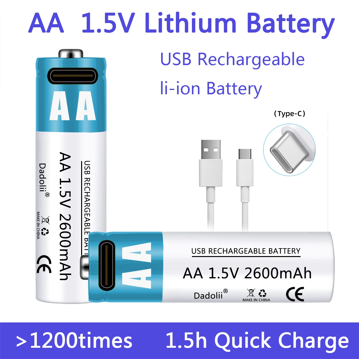 Литий-ионная аккумуляторная батарея 1 5 в AA 2600 мА · ч USB | Электроника
