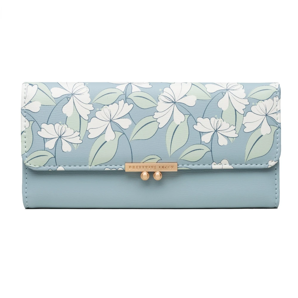 New Fashion Women Wallets Long Printed Coin Purse Wallets for Women Luxury PU Leather Card Holder Zipper Buckle Clutch