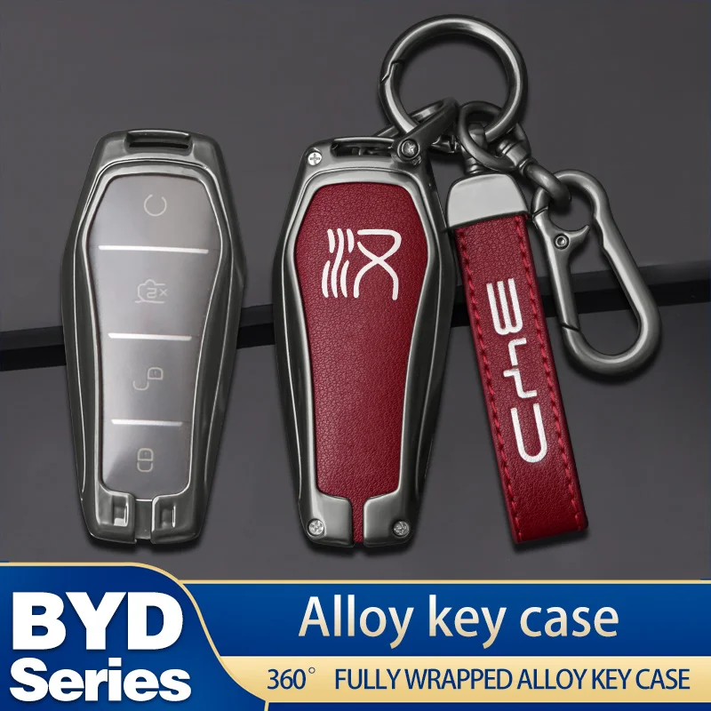 

Zinc Alloy Car Key Case Full Cover Key Bag Shell Holder Protector Fob For BYD Han Ev Dmi 2020 2021 Auto Key Decoration Accessory