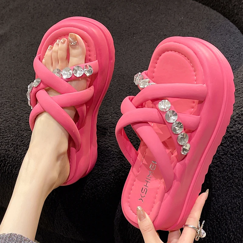 

Женские босоножки для отдыха, летняя пляжная обувь, шнуровка, шлепанцы на платформе, домашние шлепанцы, повседневная женская обувь для улицы, Размеры 35-40