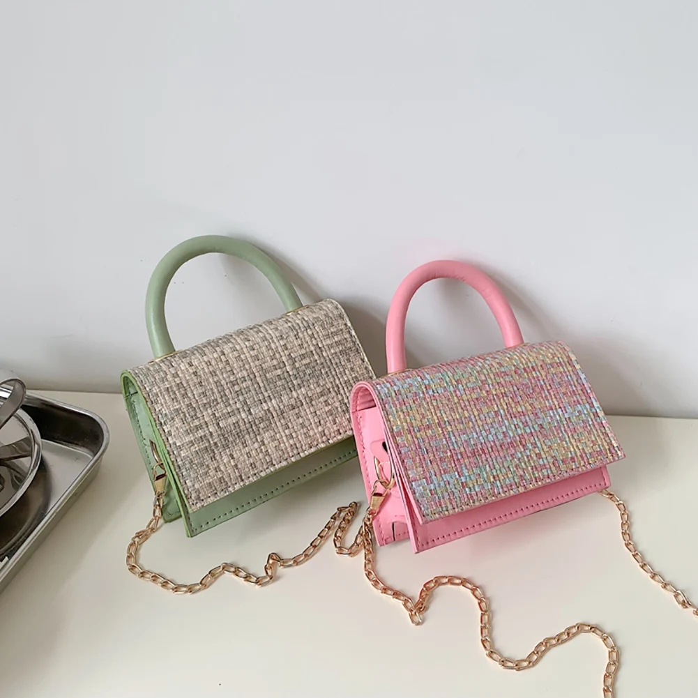 

Модная маленькая сумка через плечо для женщин, летняя кожаная дорожная дамская сумочка на цепочке с плетением для покупок в деловом стиле