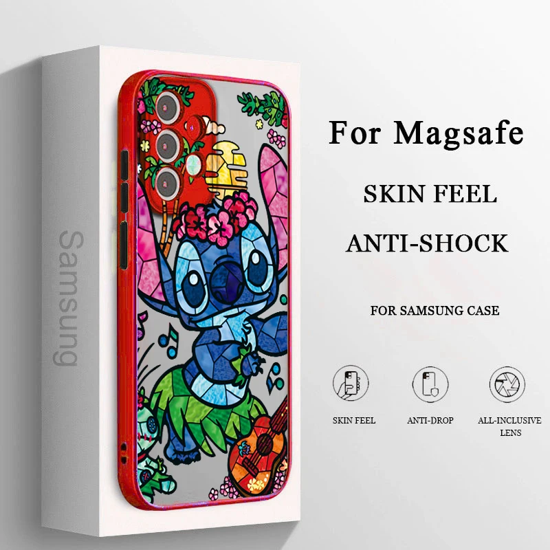 

Disney Stitch Winnie the pooh Phone Case For Samsung A71 A70 A50 A52 A51 A42 A32 A22 A21S A12 A33 A53 Frosted Translucent