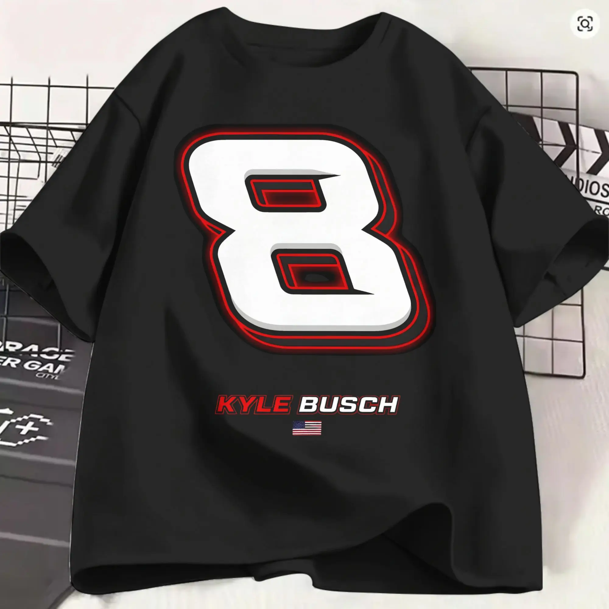 Фото Футболка Kyle Busch, летние хлопковые футболки для пар, популярные повседневные футболки, уличная одежда с короткими рукавами, топы, футболки №1