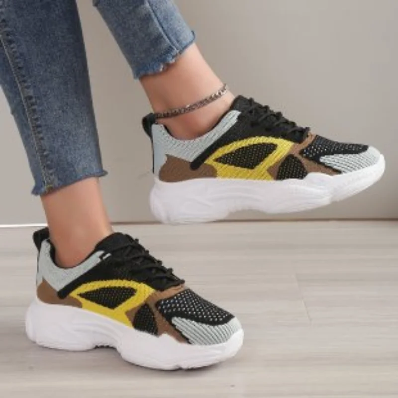 

New Mesh Breathable Sneakers for Women Colorful Geometric ShoesTrainers Walking Running Shoes Zapatos Mujer