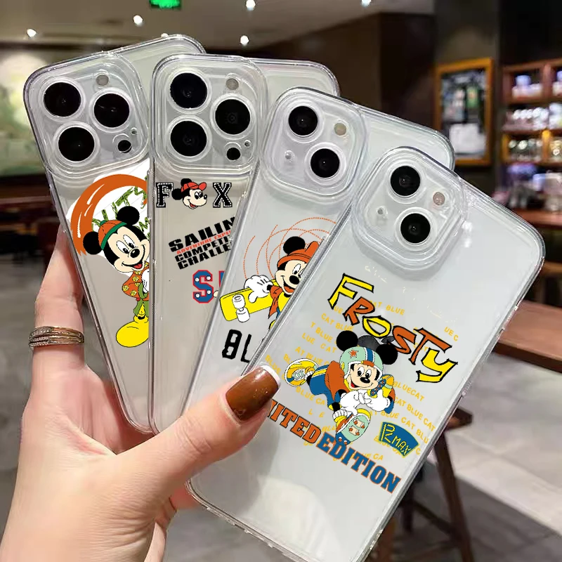 

Funny Mickey Mouse For iPhone 11 Pro Max 12 13 Pro Mini X XR XS Max 6 6S 7 8 Plus Se2 Clear Phone Case Cover Cases