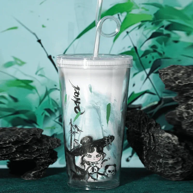 DORA Panda Swordsman STRAW CUP Симпатичные аниме-фигурки украшения подарочная коллекция