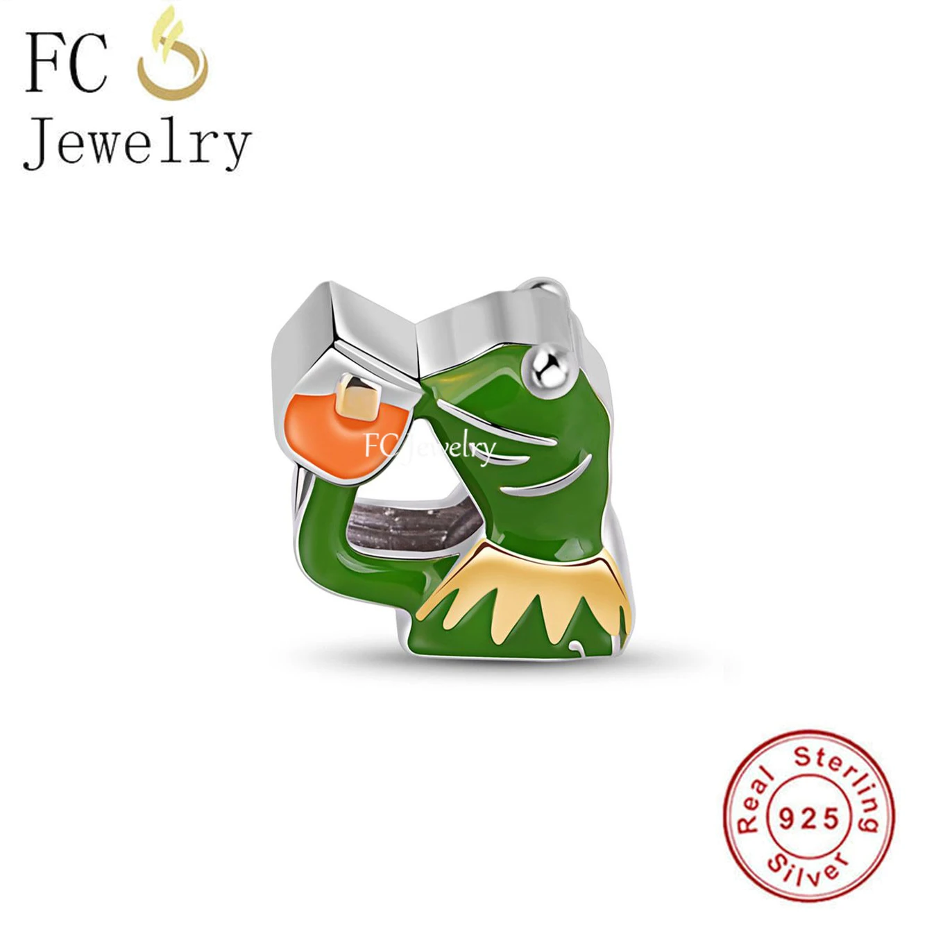 

FC Jewelry Fit Original Charms Bracelet 925 Sterling Silver Joyful Day Green Frog With Cup Bead For Making Women Berloque 2022