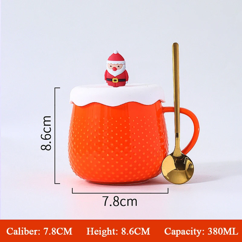 

380MLCeramic Mug with Lid Spoon Creative Coffee Milk Cup High-value Couple Cute Cartoon Household Cafe Restaurant Drinkware Gift