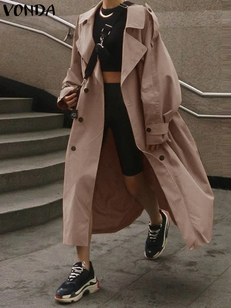 VONDA женский Тренч 2024 осенне-зимние повседневные пальто с длинными рукавами