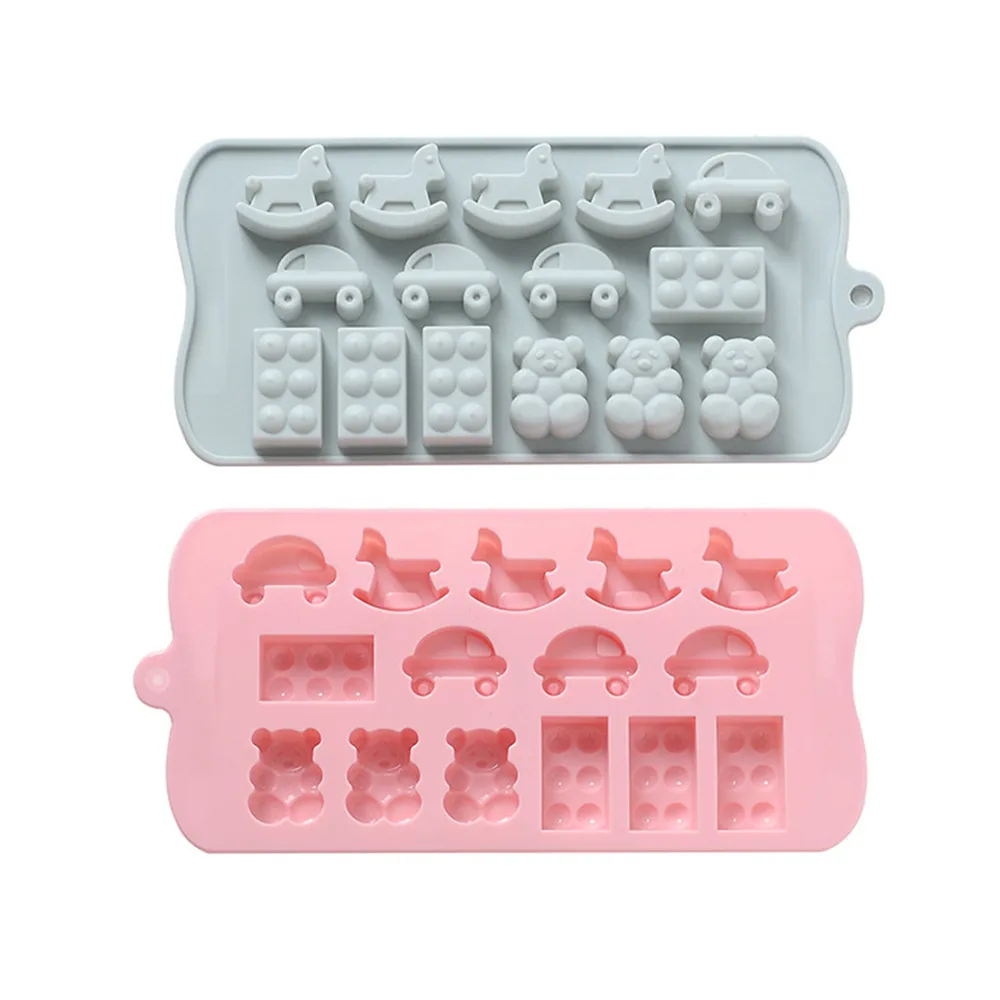 

15 Cell Bear Rocking Horse Car Silicone Chocolate Mold Kitchen Accessories Tools Handmade Cake DIY Baking Dessert Biscuit Mold