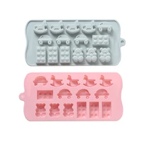 15 cell bear rocking horse car chocolate silicone mold kitchen accessories tools handmade cake diy baking dessert biscuit mold