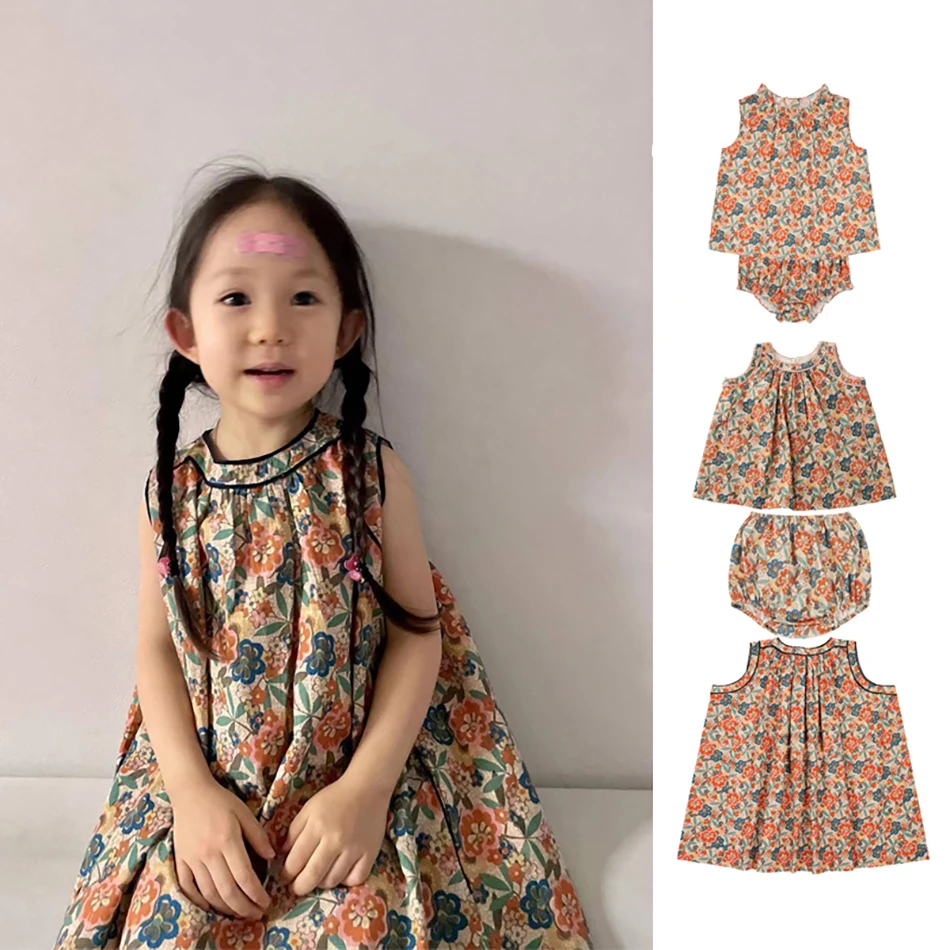 

2023 BCB Summer Baby Girl Casual Sleeveless Dress Children Clothes Set Newborn Cute Bebes Clothes Kid Embroidery Top And Shorts