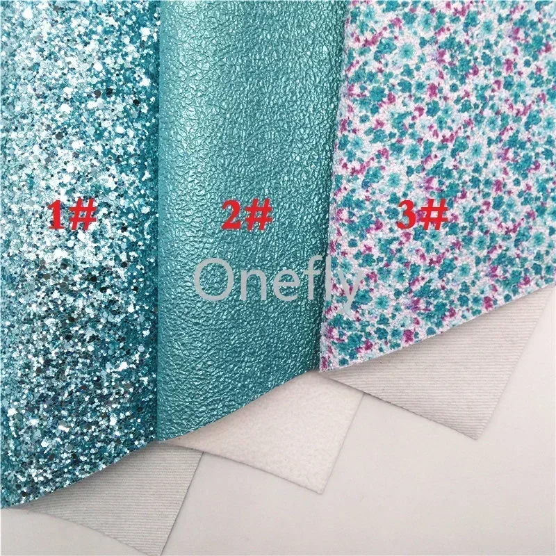 Onefly 21x29 см синяя блестящая ткань цветы искусственная кожа твердые искусственные