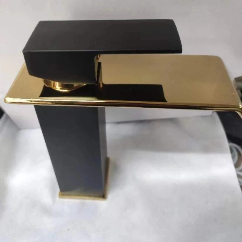 Смеситель для раковины золотистый и черный смеситель водопад латунный ванной