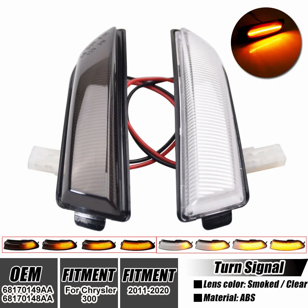 

Side Mirror Signal Lights Sequential Amber yellow LED Turn Signal Light For Chrysler 300 2011-2020 68170149AA 68170148AA
