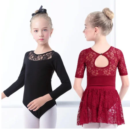 

Discount Girls Ballet Dress Gymnastic Leotards Lace Skirted Leotards Long Sleeve Kids Toddler Gymnastic Swimsuit For Dancing