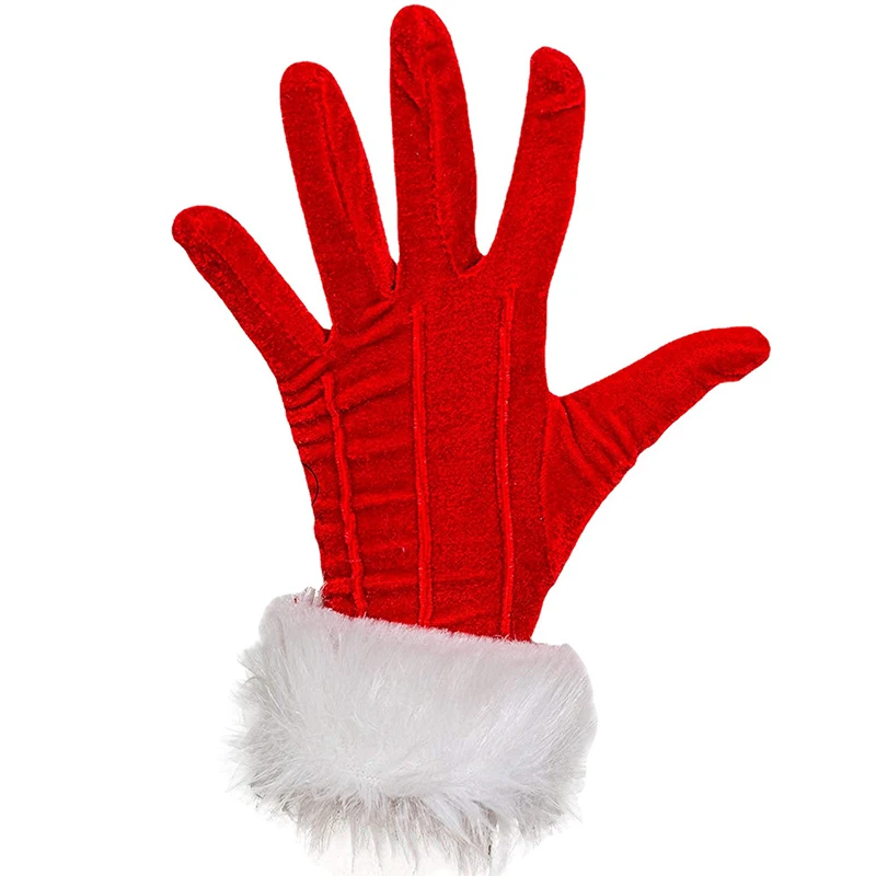 Christmas Skeleteen Red Fur Costume Gloves - Velvet Lightweight Skin-friendly Fit General Peopel Comfortable | Аксессуары для