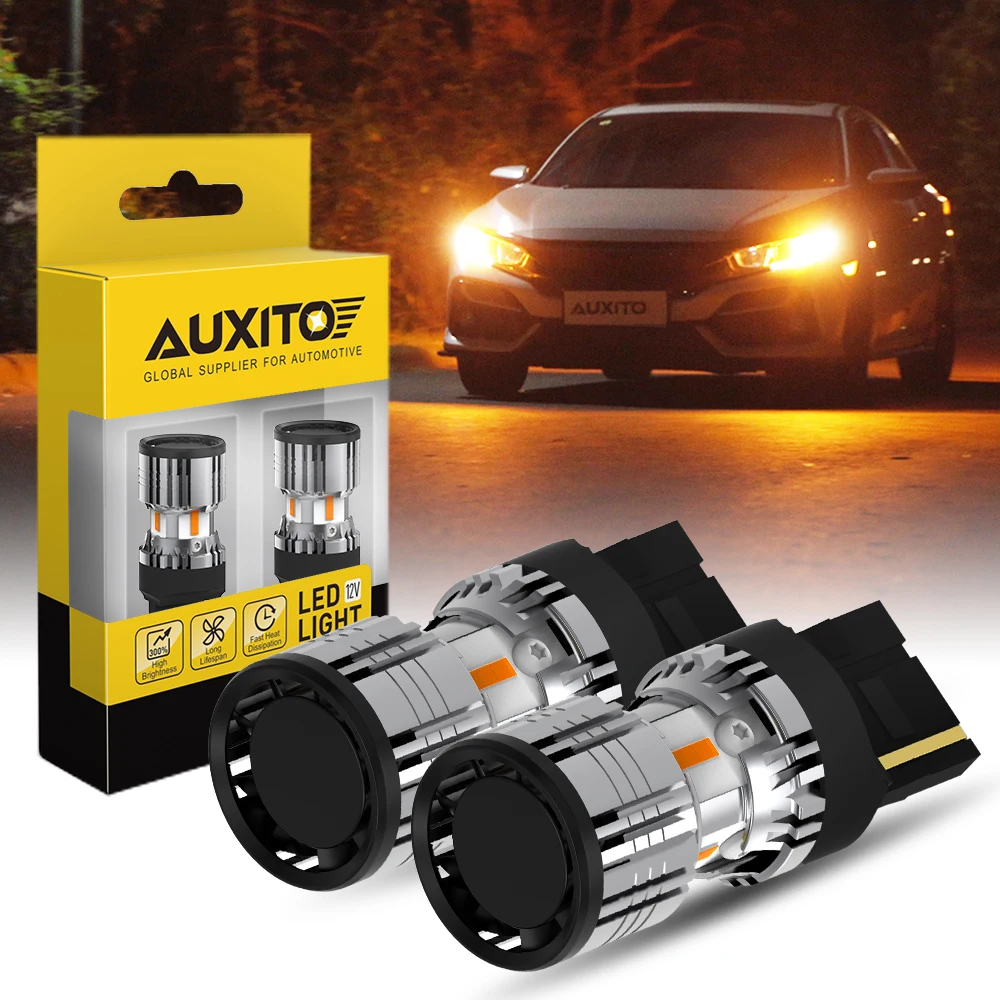 

AUXITO 2x 7440 Canbus LED Amber No Hyperflash T20 W21W WY21W LED Bulb Error Free Indicator Lamp Amber Car Turn Signal Light 12V
