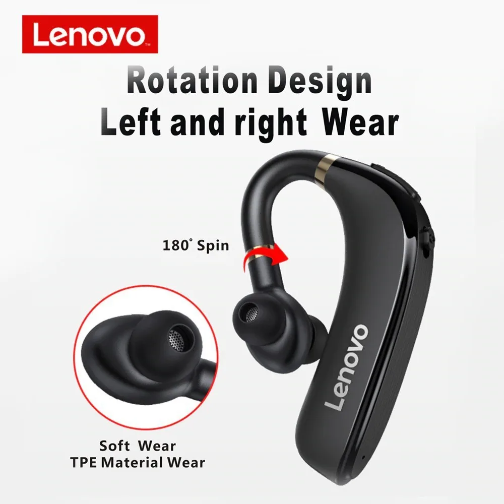 

Original LENOVO HX106 Earphone HD Call Wireless Headset Ear Hook Bluetooth 5.0 With Microphone 40 Hours For Driving Meeting