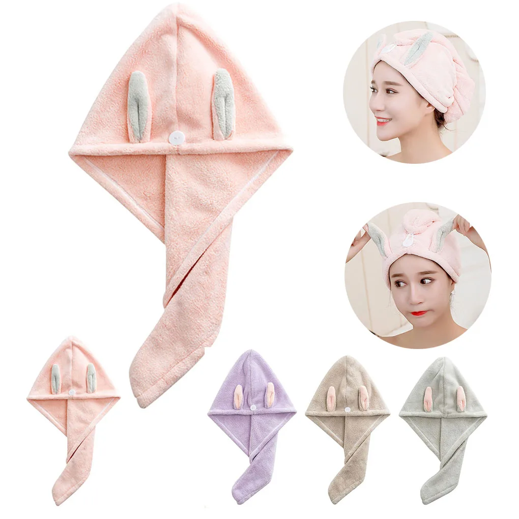 

Женская быстросохнущая шапочка для волос в форме мультяшного героя, полотенце для обертывания волос, полотенце для сушки кораллового барха...