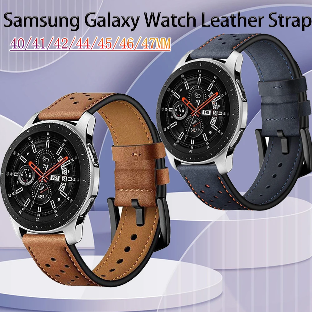 

20Mm 22Mm Leather Band for Samsung Galaxy Watch 6 5 4 44Mm 40Mm Bracelet Strap for Galaxy Classic 43Mm 47Mm 5Pro 42Mm 46Mm 45Mm