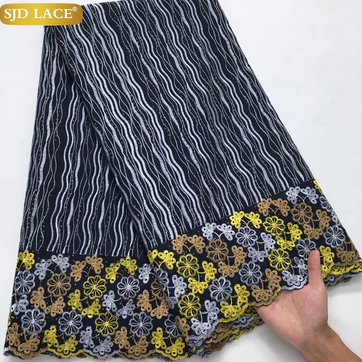 SJD Нигерийская Сухая Хлопковая Кружевная Швейцарская Вуаль Высококачественная