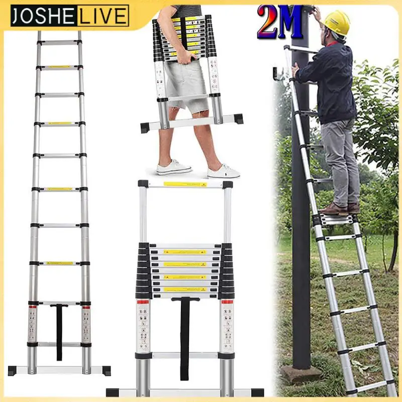 

Portable Lightweight Telescopic Aluminium Ladder Multifunction Herringbone Ladder 2m Folding Extendable Stepladder Home Part HWC