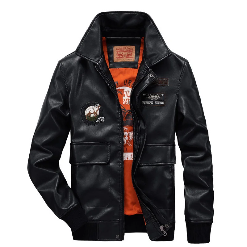 Куртка мужская летная из экокожи Уличная Повседневная мотоциклетная куртка в