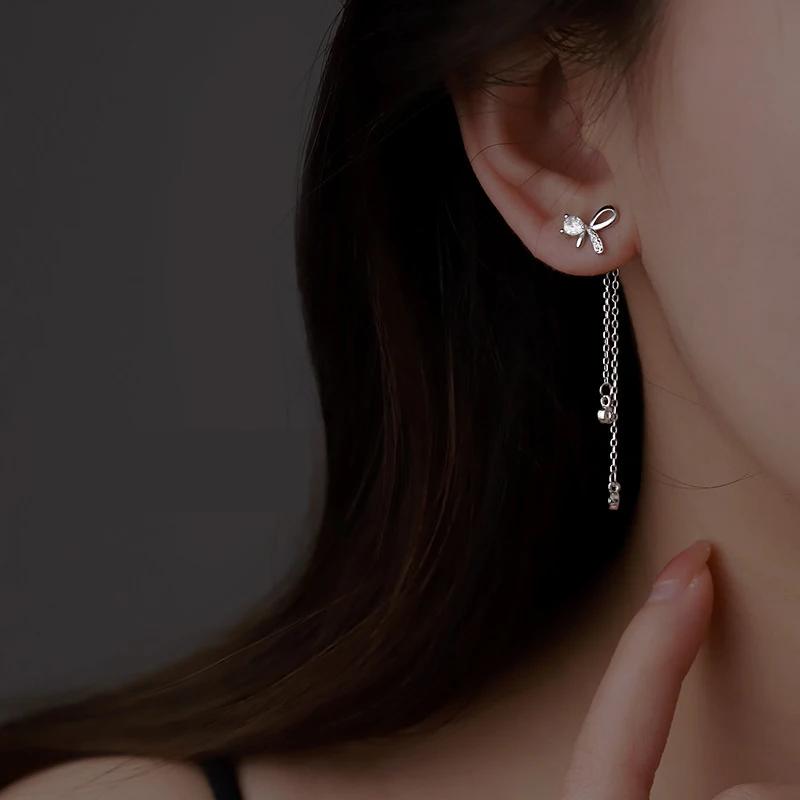 Новые модные серьги с кисточками и бантом из циркония для женщин Элегантные