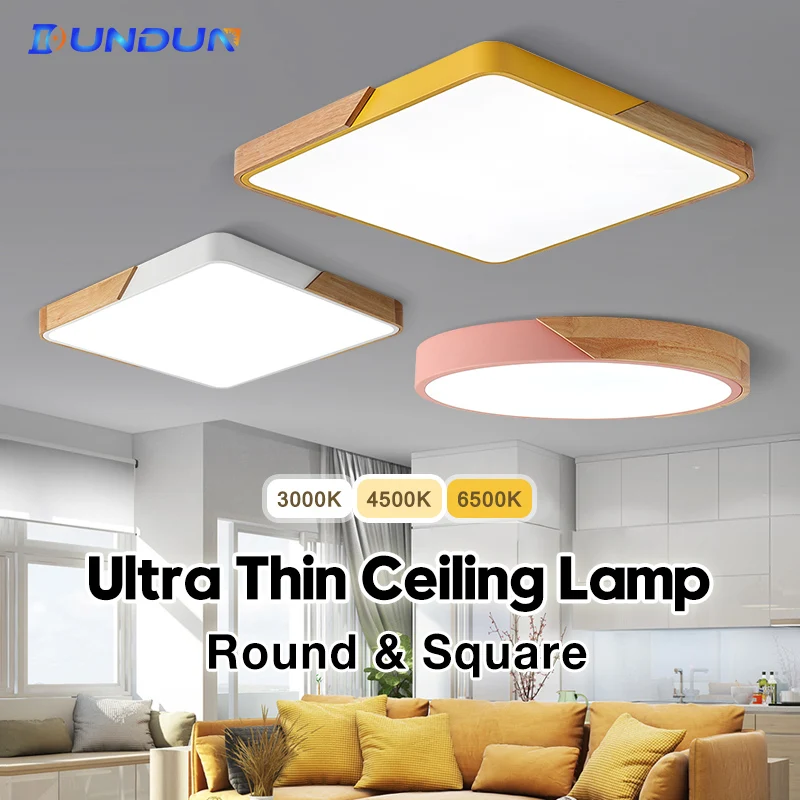 

Modren Wood Grain Led Ceiling Lamp 18W 24W 30W 36W For Living Romm Switch 3Colors Led Ceiling light For Bedroom Kitch Lighting