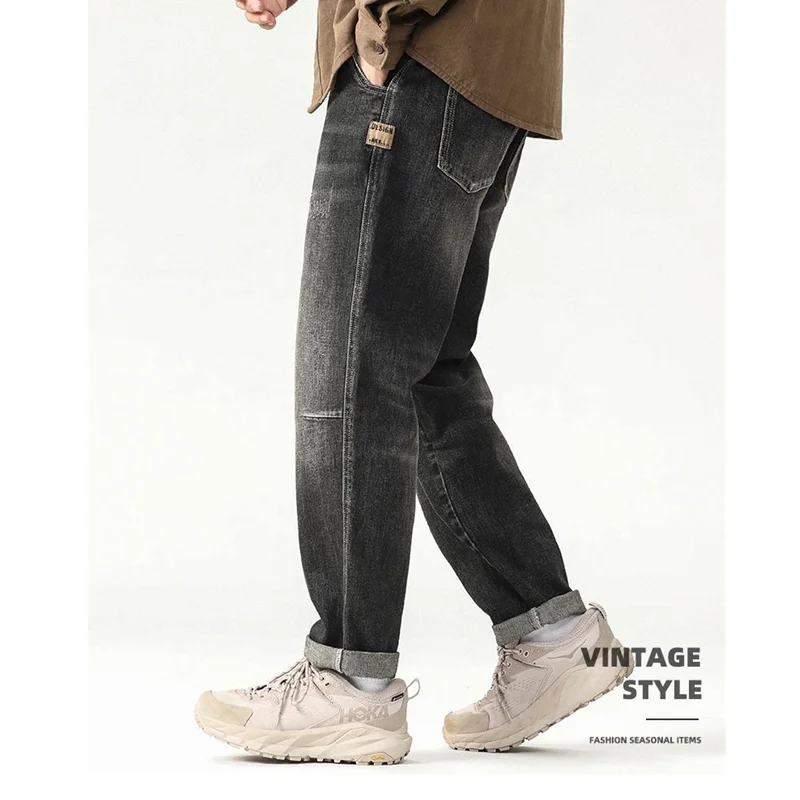 Men Clothing Straight Loose Cylinder Jeans Versatile Comfortable Black Harun Large Trousers Women 2022 Autumn and Winter New