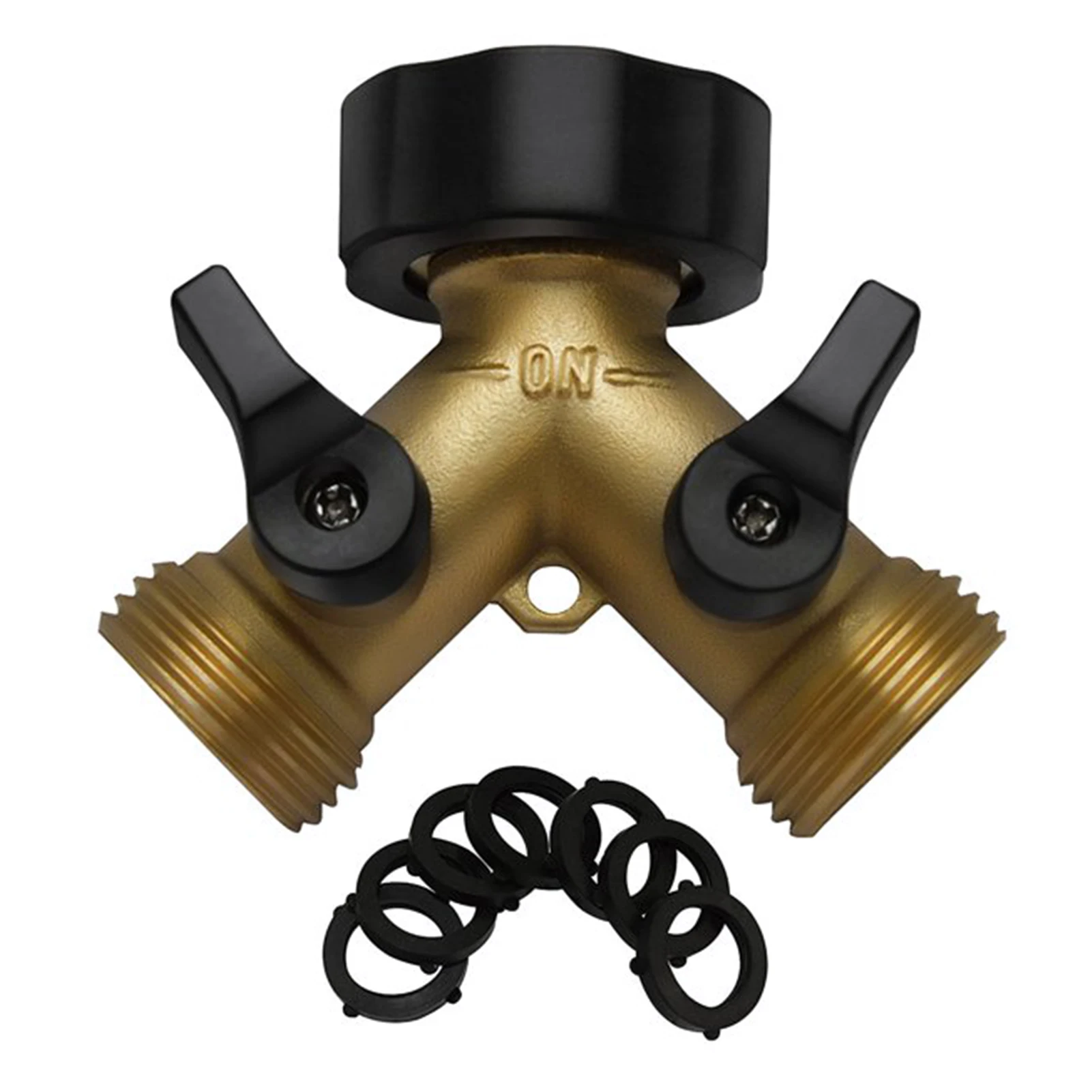 

Knob Control Comfortable Grip Brass Garden Watering Hose Splitter With Gasket Leakproof Durable Heavy Duty Home Yard 2 Way
