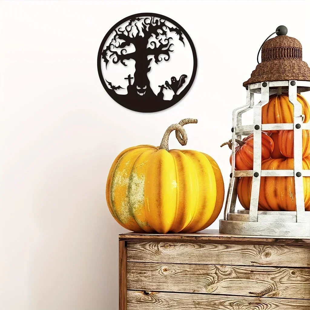 Металлический настенный декор Хэллоуин с изображением дерева: очаровательный