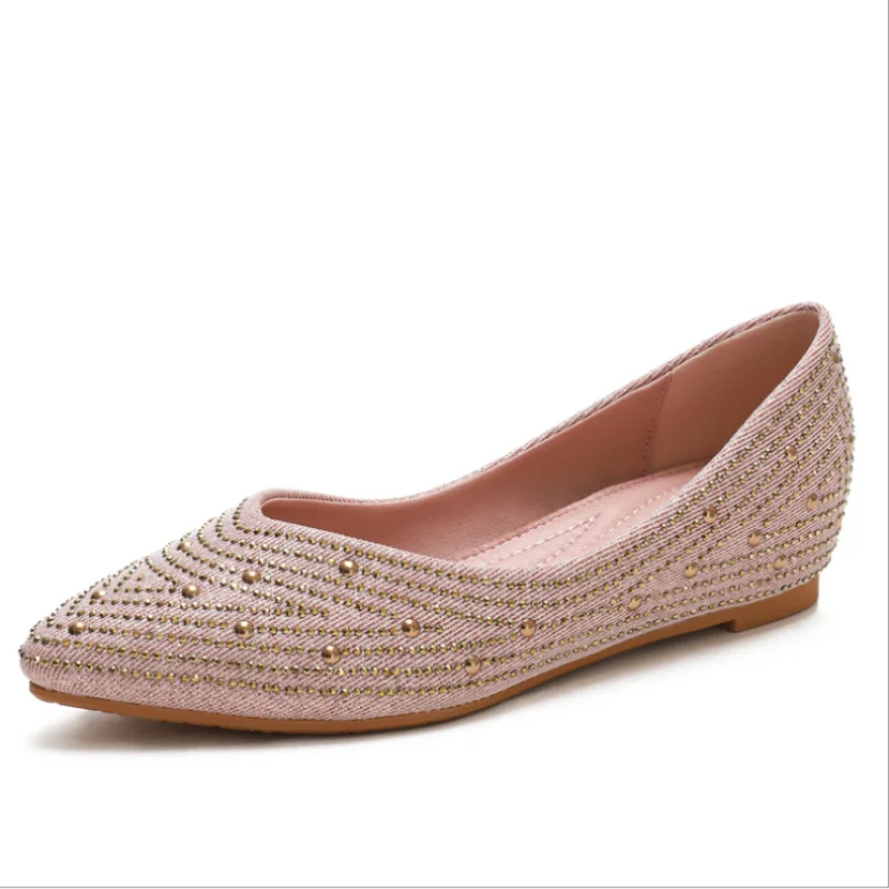 

Summer New Rhinestone Wedges High Heels Casual Fashion Comfortable Flat-bottomed Pointed Shallow Mouth Single Shoes Women
