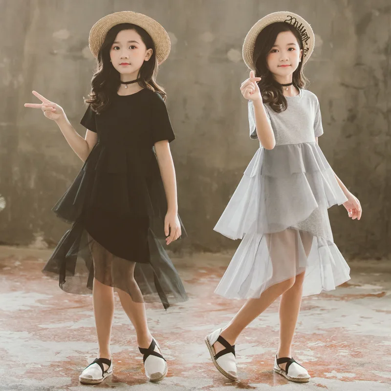 

Платья для девочек 2023, Летнее Детское Сетчатое многослойное платье для девочек в стиле пэчворк, модная детская праздничная одежда, платье принцессы для подростков