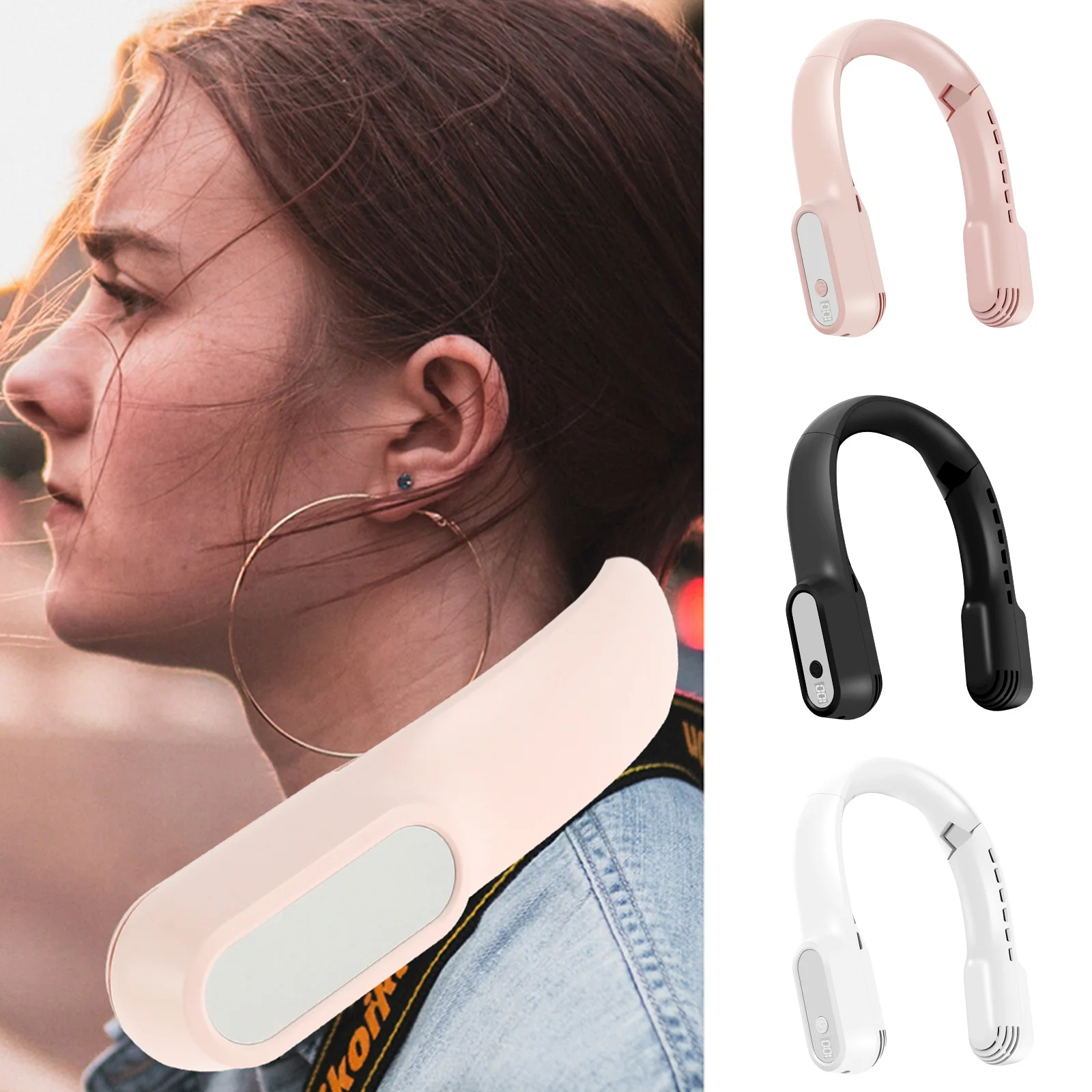 

Neck Fan Rechargeable Bladeless Wearable Fan with 4000mAh Battery and 3 Speeds Mini Foldable Hands Free Personal Fan Silent