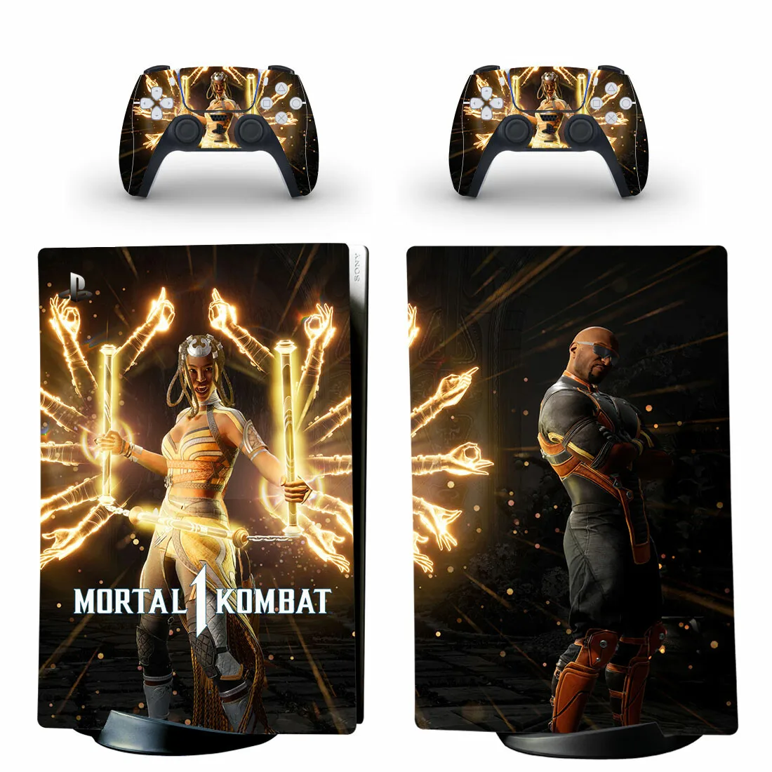 Mortal Kombat 1 PS5 цифровая наклейка для консоли и 2 контроллера виниловые чехлы