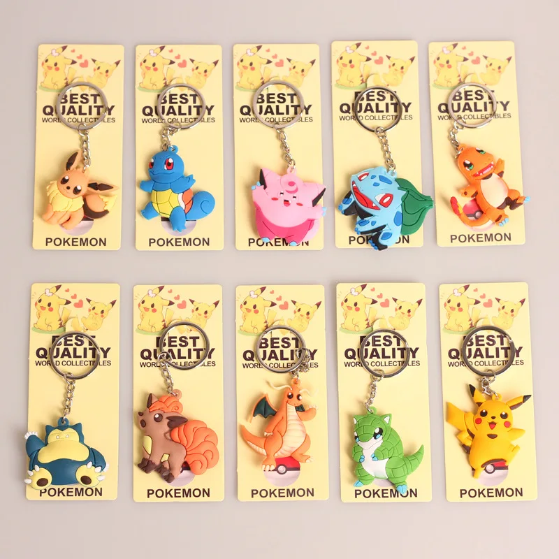 

Pikachu Pokemon Keychain Bulbasaur Squirtle Psyduck Charmander Jigglypuff Action Anime Figure Keychain Toys Kids Bag Pendants