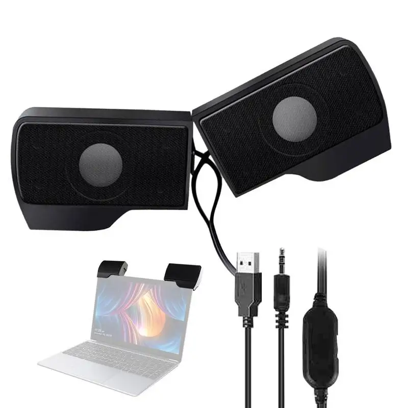 Computer Speakers For Laptop External Clip On Speakers USB Powered Wired Multimedia Soundbar PC Computer Laptop Speakers