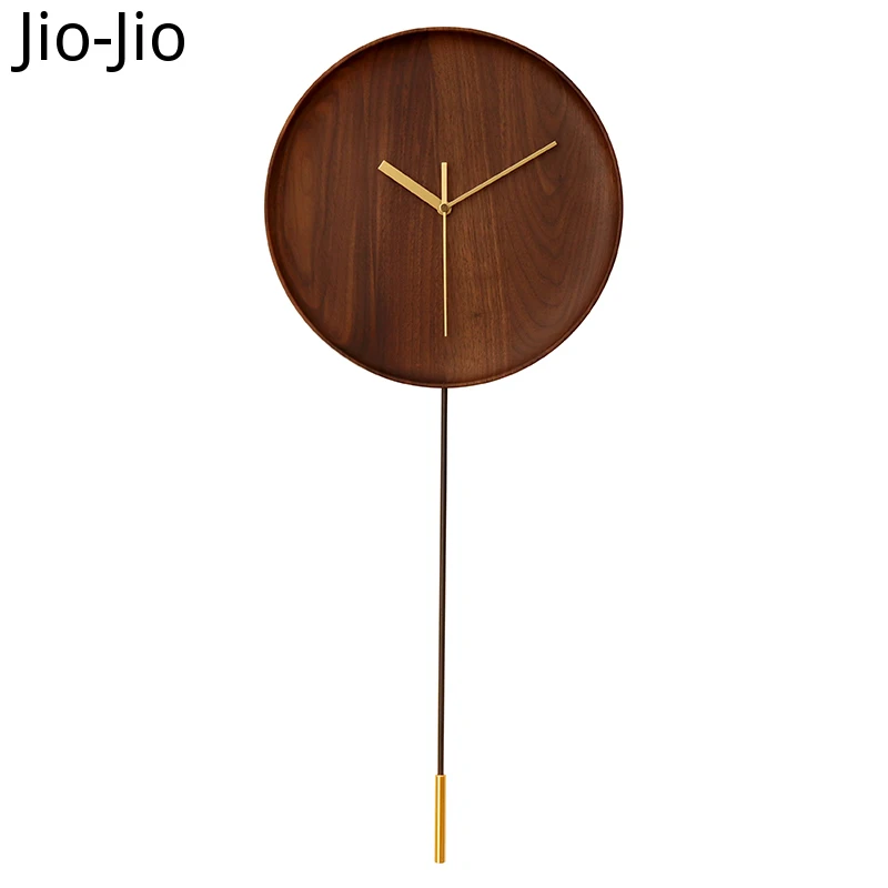 

Black Walnut Wood Wall Clock Modern Creative Nordic Spain Style Wall Clocks Pendulum Clock Silent Living Room Home Decor Gift