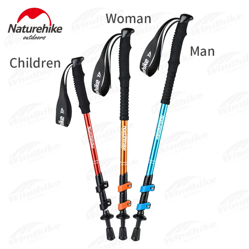 

Naturehike 3-Sections 6061 Aluminum Alloy Trekking Poles Family Style Adult Children Walking Stick100-135Cm Ultralight Cane-ST01