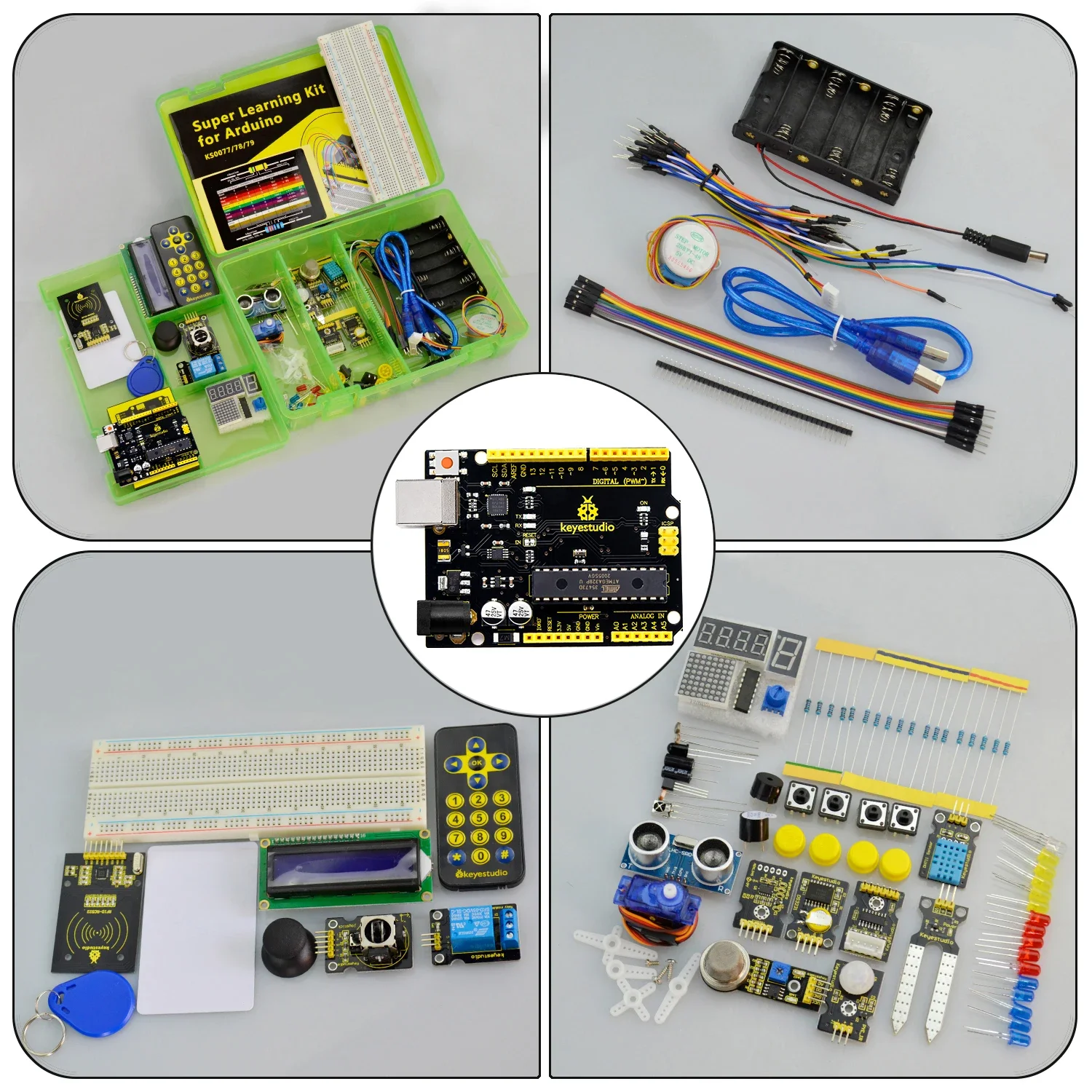 RoRuSNEW Обновленный стартовый набор Keyestudio Super Starter Kit с платой V4.0 для Arduino, стартовый набор для UNOR3, 32 проекта + учебное пособие + подарок (art.: 3920dbe83d074) - 3920dbe83d074