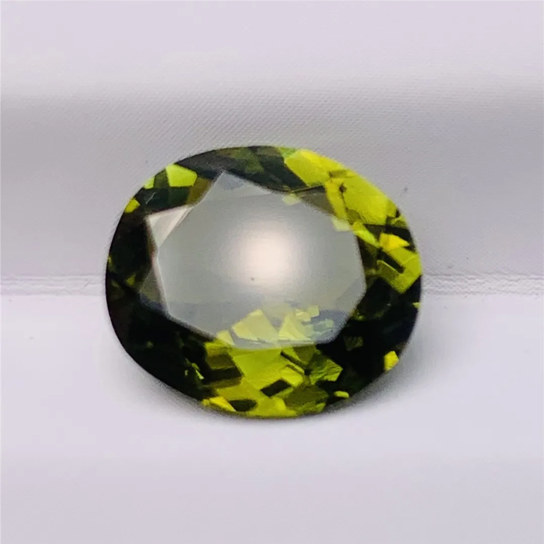 1Pcs/Lot Natural Tourmaline Loose Gemstone Accessories Green Oval Multiple Faceted DIY Material Necklace Ring Valet Inlay