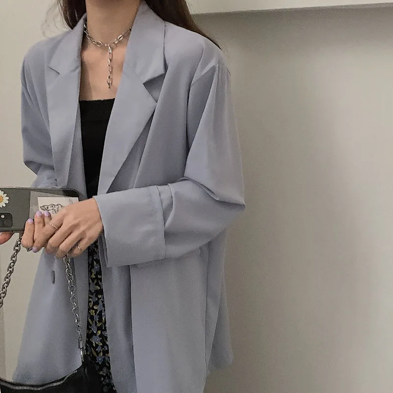 Solid Color Casual Office Blazer Korean Fashion Preppy Style Work Formal Suit Student Chic Clothing Commute Wear Business Blazer