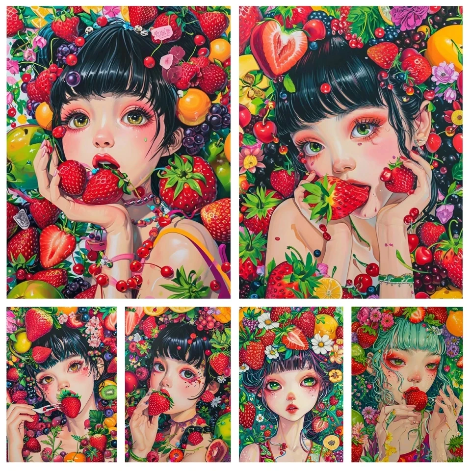 Алмазная 5D картина сделай сам искусство милая Клубничная девушка новинка 2025