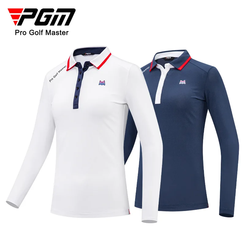 

Рубашка PGM женская с отложным воротником, Топ с длинным рукавом для гольфа, тренировочная, YF487, Осень-зима
