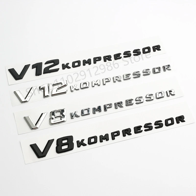 

3D Car Rear Trunk Fender Badge V12 V8 KOMPRESSOR Emblem For Mercedes AMG W204 W205 W212 G55 G65 461 460 CLK55 SLK55 Accessories