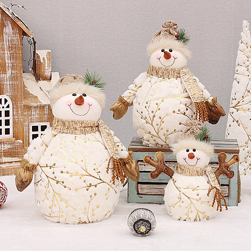

60/26cm Big Size Christmas Dolls Decoration Short Plush Printe Santa Claus Snowman Doll for Christmas Tree Ornaments Figurine